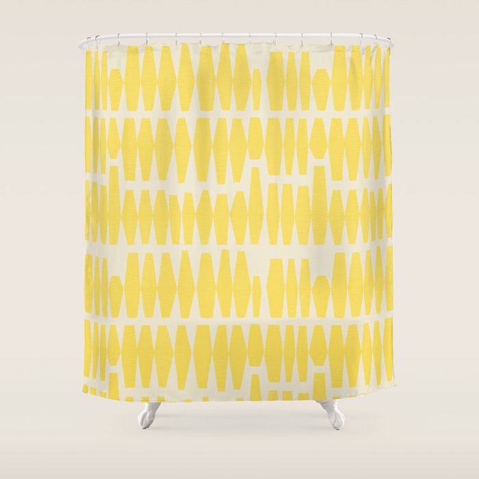 Bold Yellow Geometric Shapes Pattern Shower Curtain Gallery Image 1