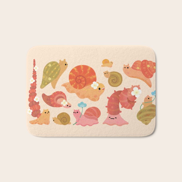 Snail and small flowers Bath Mat Gallery Image 1