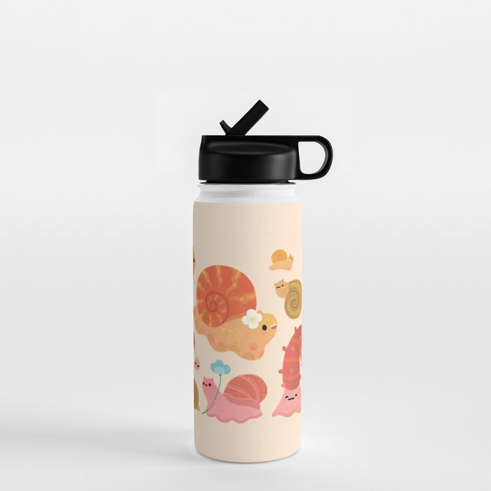 Snail and small flowers Water Bottle Gallery Image 1