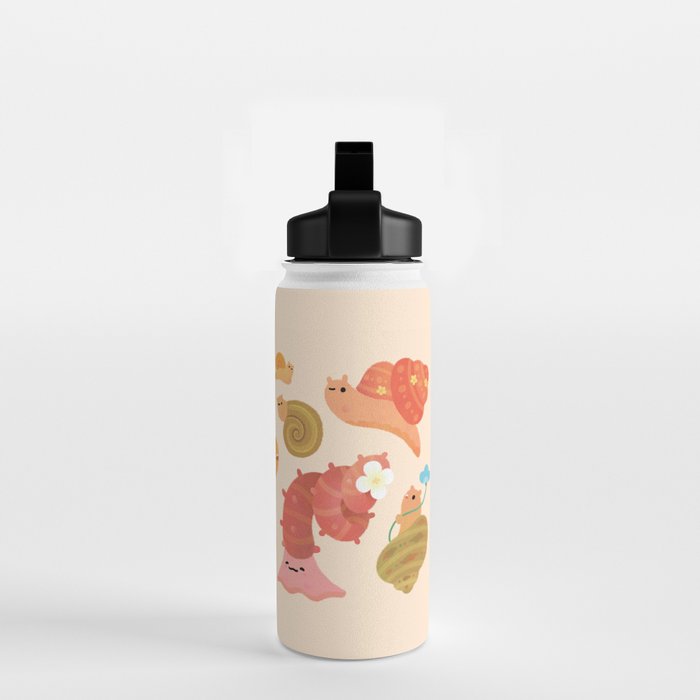 Snail and small flowers Water Bottle Gallery Image 2