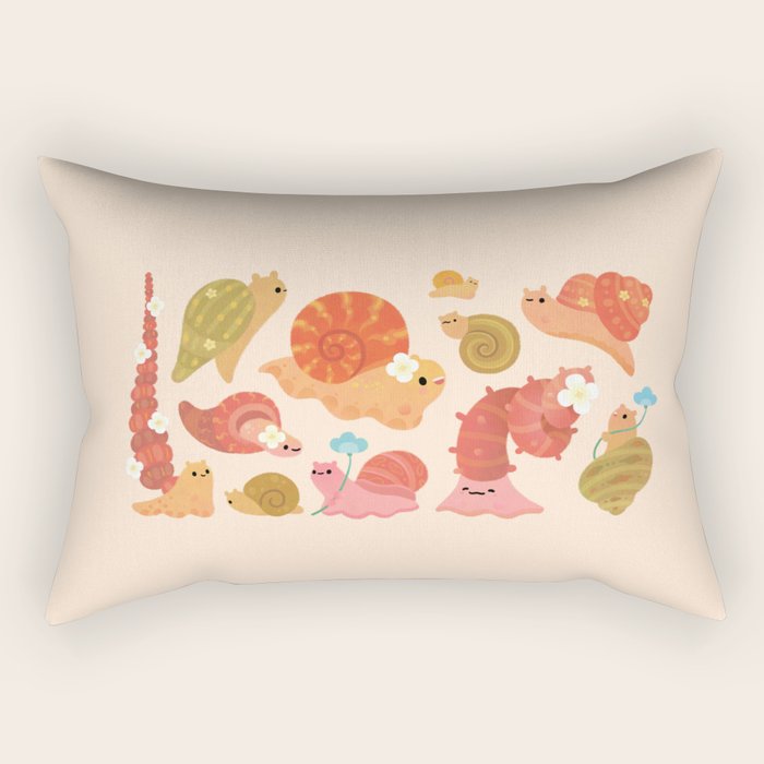 Snail and small flowers Rectangular Pillow Gallery Image 1