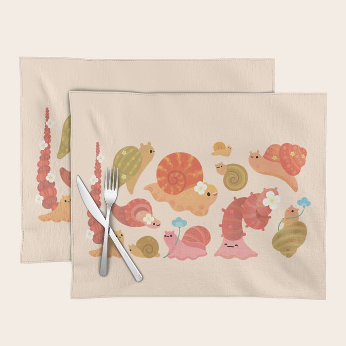 Snail and small flowers Placemat Gallery Image 1