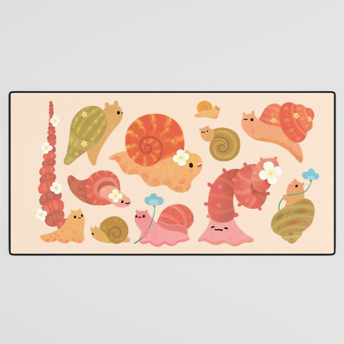 Snail and small flowers Desk Mat Gallery Image 3