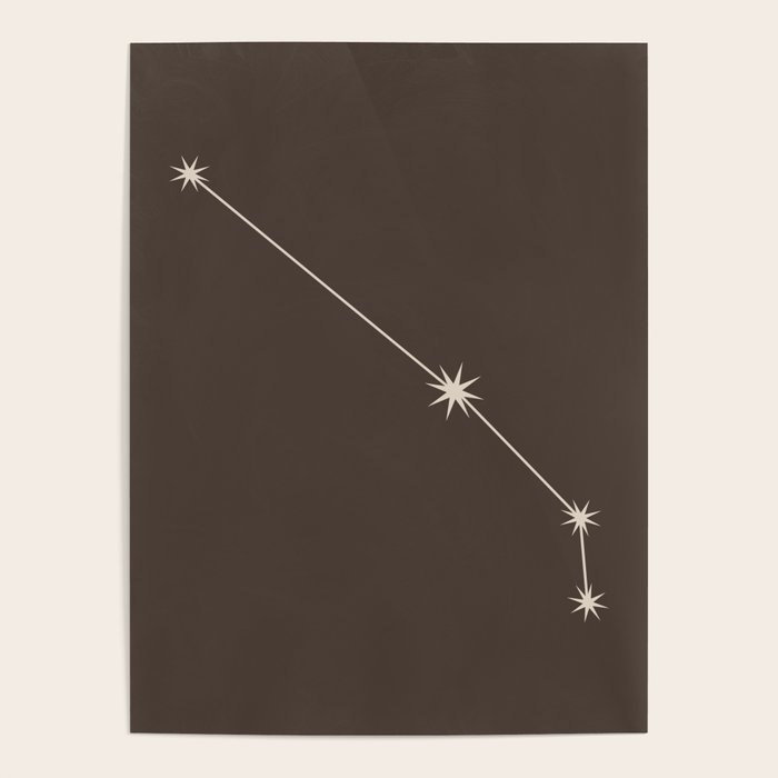 Aries Zodiac Star Constellation Line Art Coffee Brown Poster Gallery Image 4