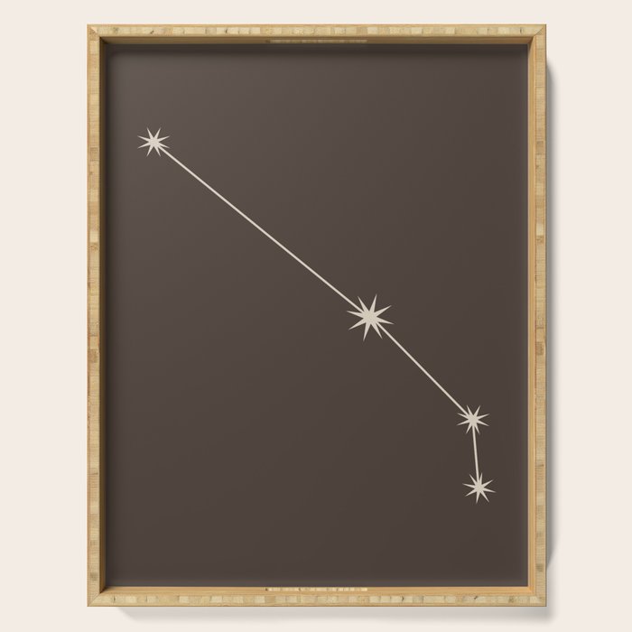 Aries Zodiac Star Constellation Line Art Coffee Brown Serving Tray Gallery Image 1