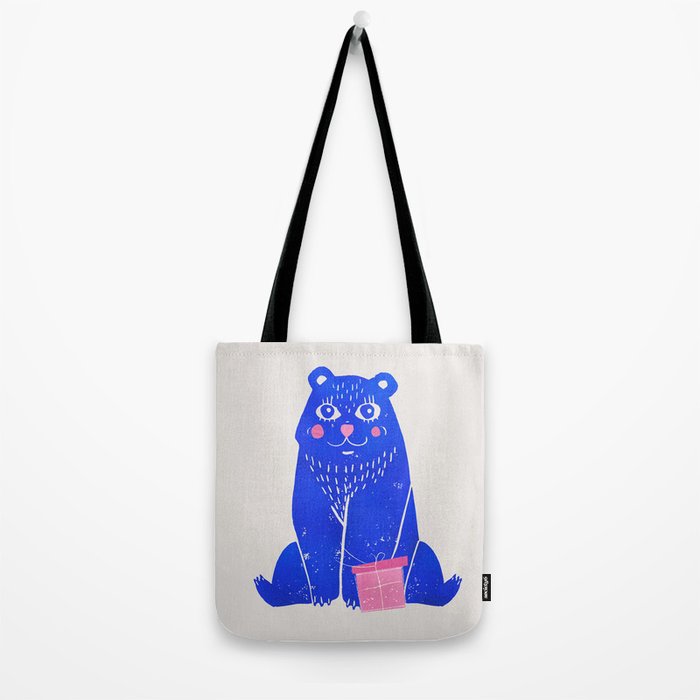 Blue Christmas Bear Tote Bag Gallery Image 2