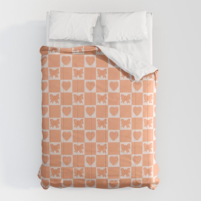 Orange Bow Checkered Print Comforter Gallery Image 6