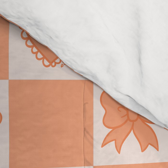 Orange Bow Checkered Print Comforter Gallery Image 4