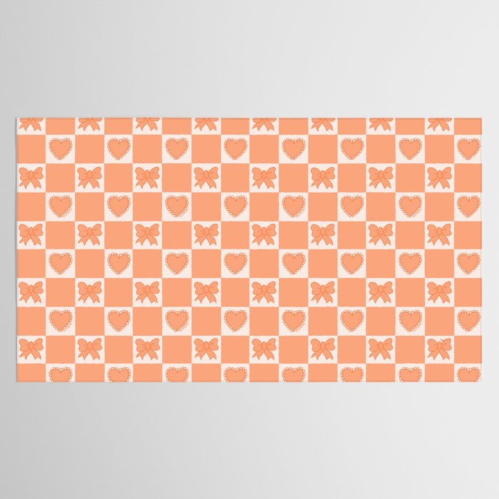 Orange Bow Checkered Print Tablecloth Gallery Image 2