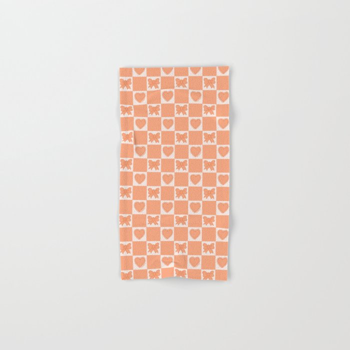 Orange Bow Checkered Print Bath Towel Gallery Image 1