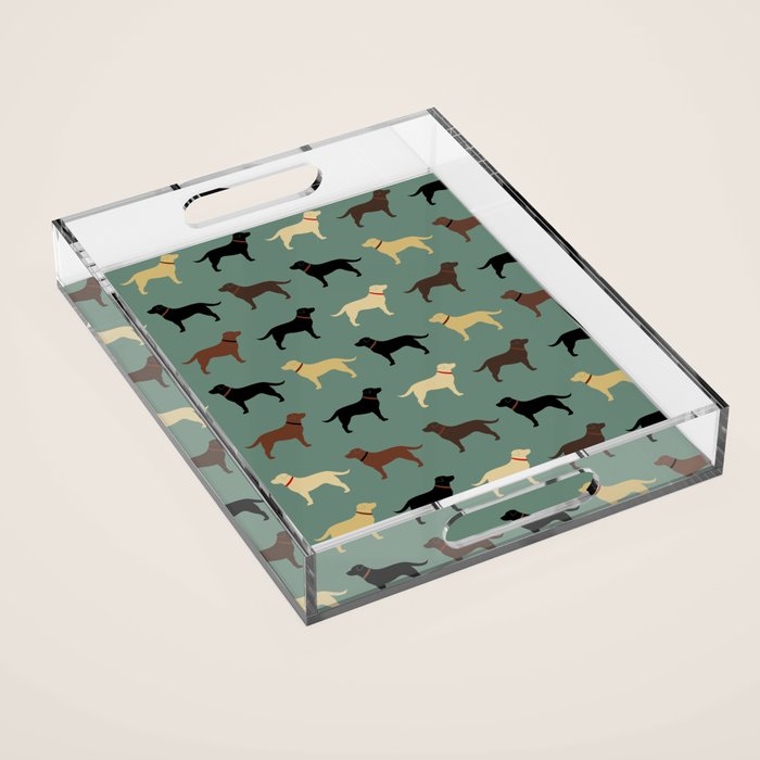 Labrador Retriever Dog Silhouettes Pattern Acrylic Tray Gallery Image 1