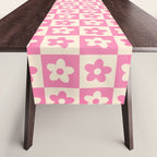 90s checkers flowers cream and pink Table Runner Gallery Image 1