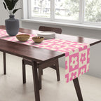 90s checkers flowers cream and pink Table Runner Gallery Image 2