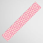 90s checkers flowers cream and pink Table Runner Gallery Image 3