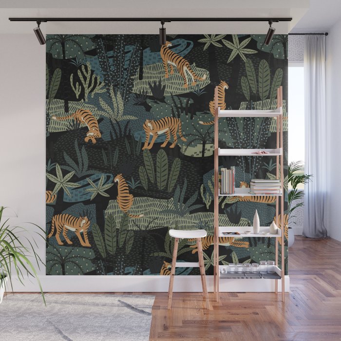 Tiger Jungle Wall Mural Gallery Image 1