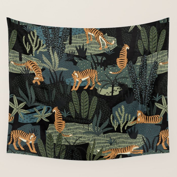 Tiger Jungle Wall Tapestry Gallery Image 1