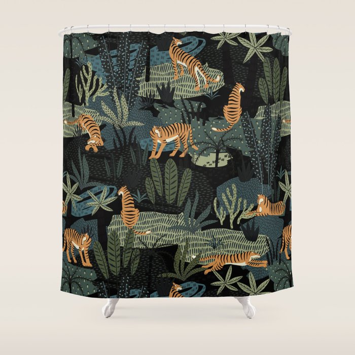 Tiger Jungle Shower Curtain Gallery Image 1