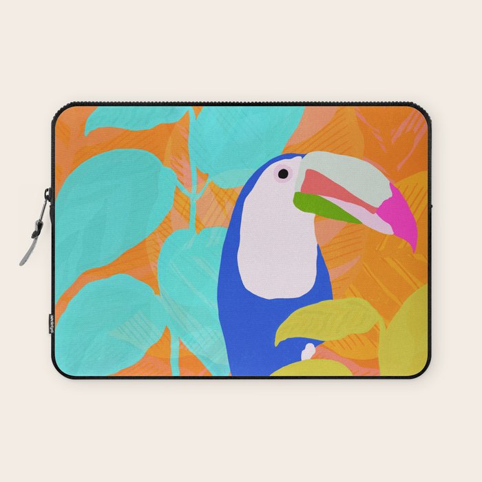 tropical toucan, orange Laptop Sleeve Gallery Image 1