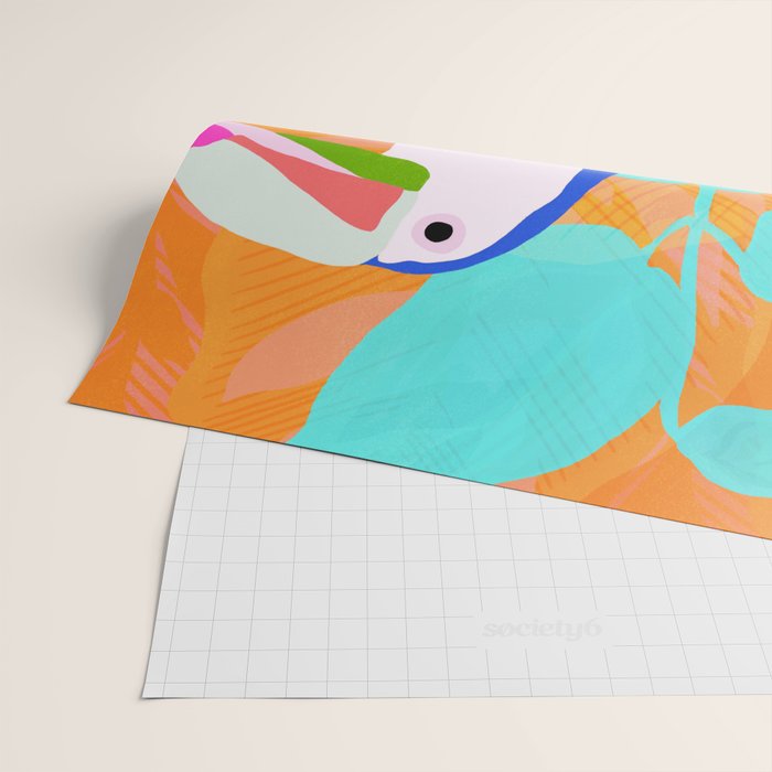 tropical toucan, orange Wrapping Paper Gallery Image 2