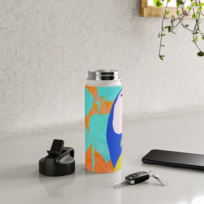 tropical toucan, orange Water Bottle Gallery Image 4