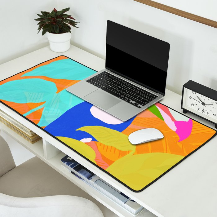 tropical toucan, orange Desk Mat Gallery Image 2