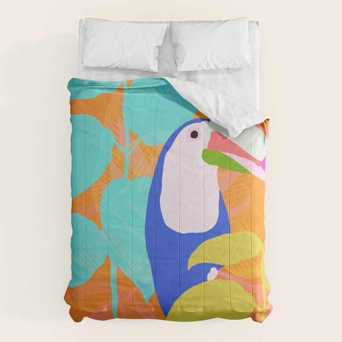 tropical toucan, orange Comforter Gallery Image 6