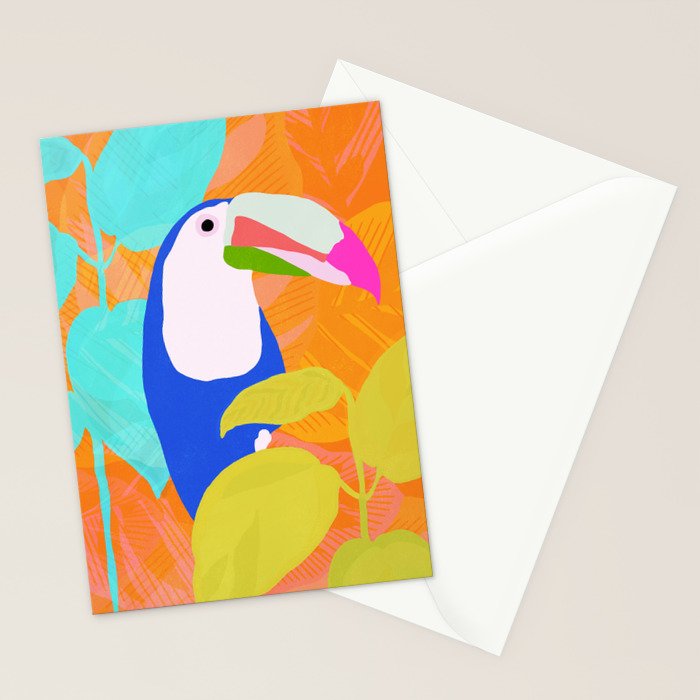 tropical toucan, orange Stationery Card Gallery Image 2