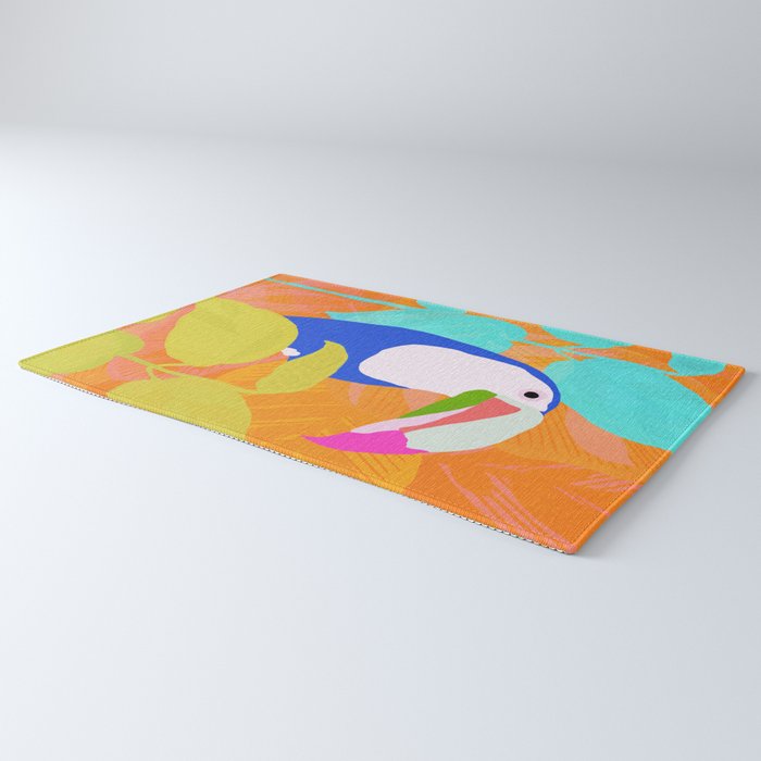 tropical toucan, orange Rug Gallery Image 3