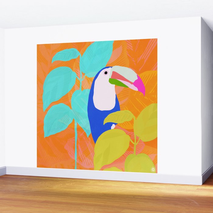 tropical toucan, orange Wall Mural Gallery Image 2