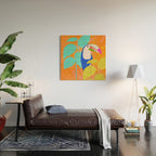 tropical toucan, orange Wood Wall Art Gallery Image 2