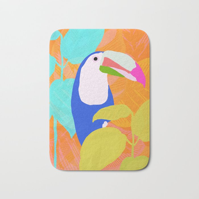 tropical toucan, orange Bath Mat Gallery Image 1