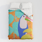 tropical toucan, orange Duvet Cover Gallery Image 6