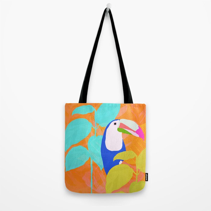 tropical toucan, orange Tote Bag Gallery Image 2