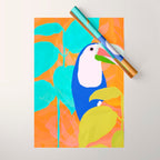 tropical toucan, orange Wrapping Paper Gallery Image 1