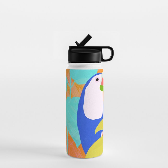 tropical toucan, orange Water Bottle Gallery Image 1
