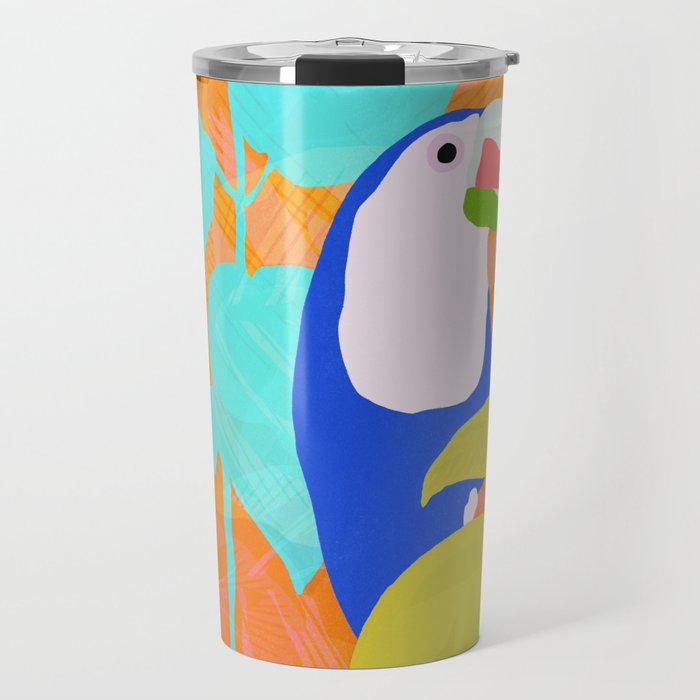 tropical toucan, orange Travel Mug Gallery Image 1
