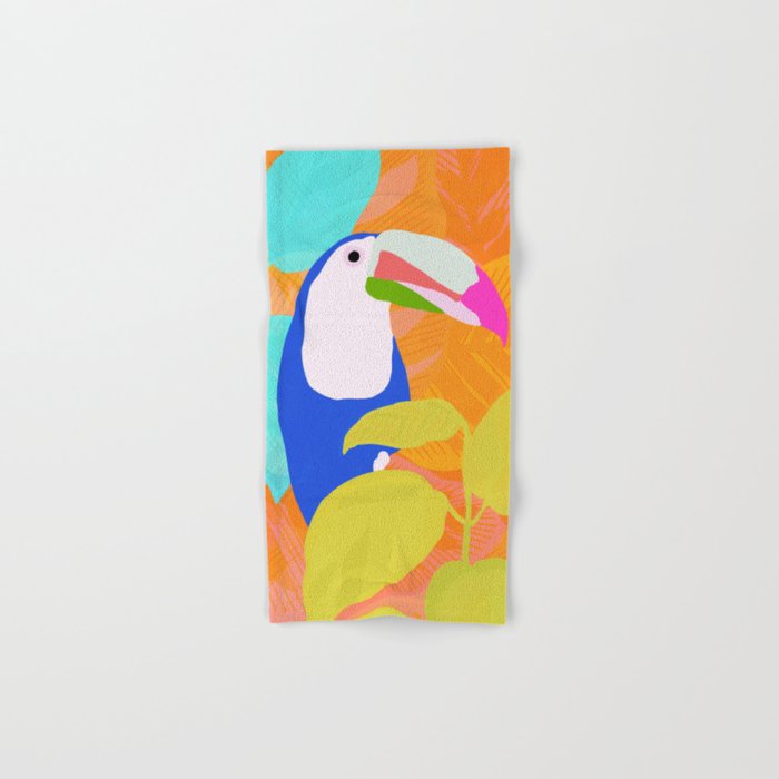 tropical toucan, orange Bath Towel Gallery Image 1