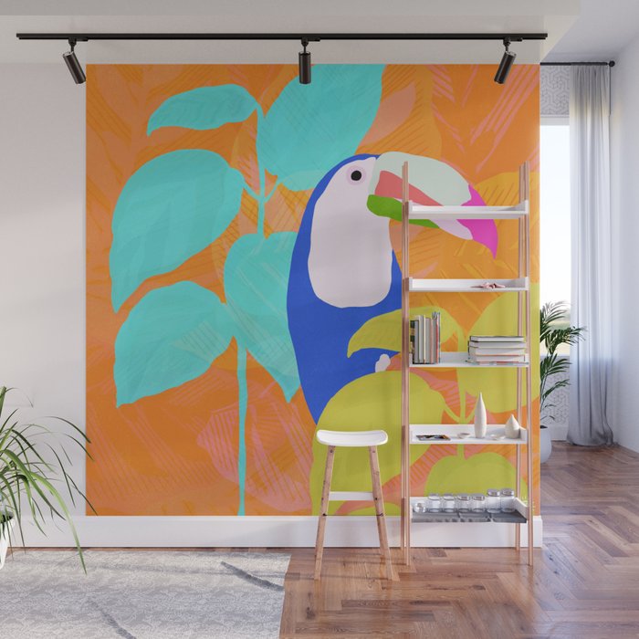 tropical toucan, orange Wall Mural Gallery Image 1