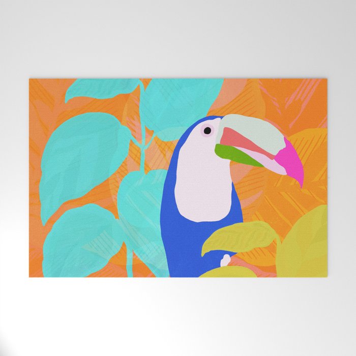 tropical toucan, orange Welcome Mat Gallery Image 1