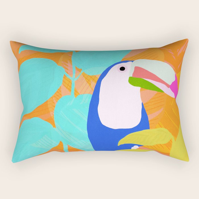 tropical toucan, orange Rectangular Pillow Gallery Image 2