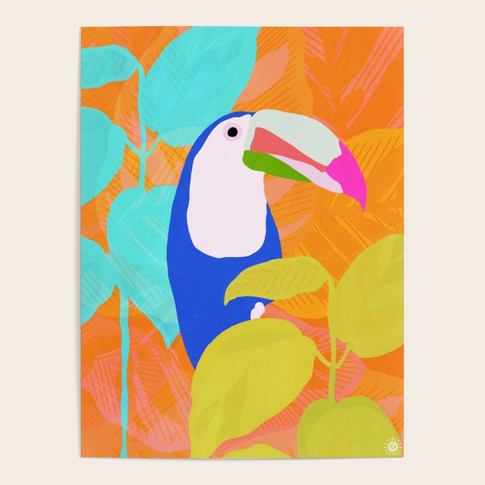 tropical toucan, orange Poster Gallery Image 4