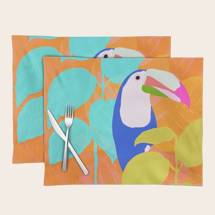 tropical toucan, orange Placemat Gallery Image 1