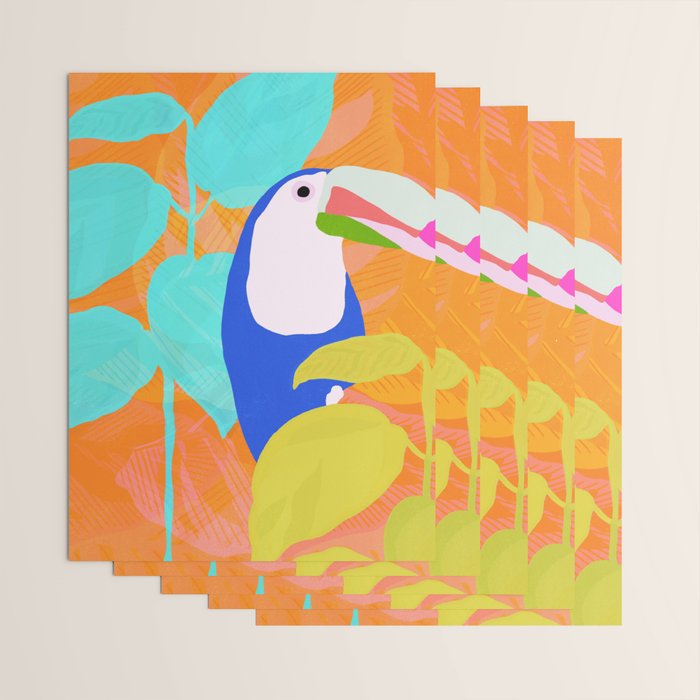 tropical toucan, orange Wrapping Paper Gallery Image 3