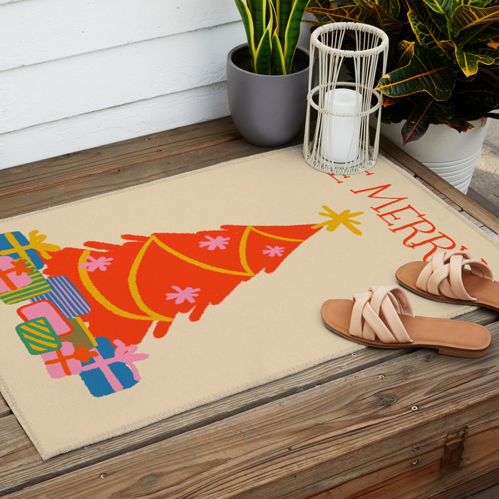 Be Merry Cute and Colorful Christmas Outdoor Rug Gallery Image 2
