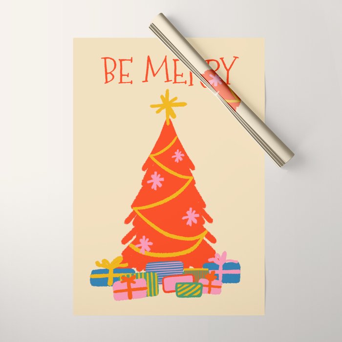 Be Merry Cute and Colorful Christmas Wrapping Paper Gallery Image 1