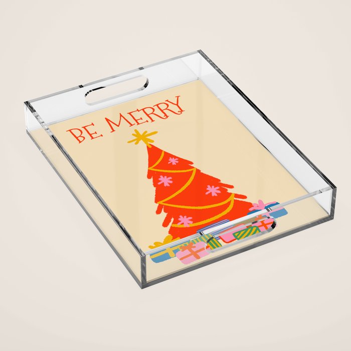 Be Merry Cute and Colorful Christmas Acrylic Tray Gallery Image 1