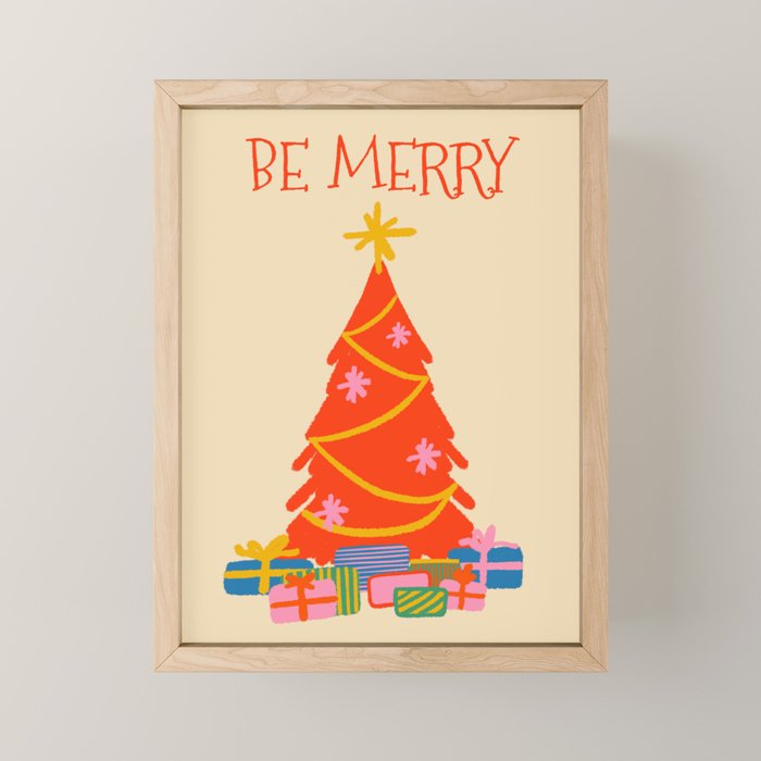Be Merry Cute and Colorful Christmas Mini Art Print Gallery Image 1