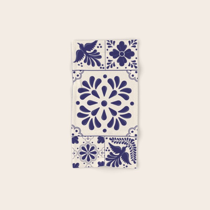 Blue Mexican Talavera Pattern by Akbaly Bath Towel Gallery Image 1
