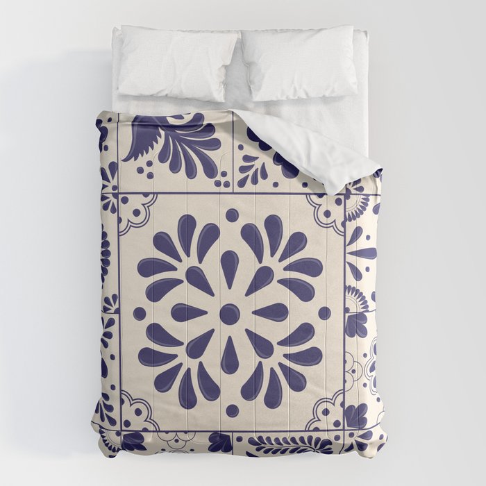 Blue Mexican Talavera Pattern by Akbaly Comforter Gallery Image 6