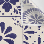 Blue Mexican Talavera Pattern by Akbaly Wall Tapestry Gallery Image 3